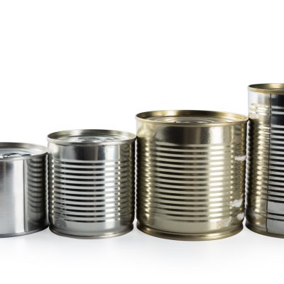 metal cans on a white background.